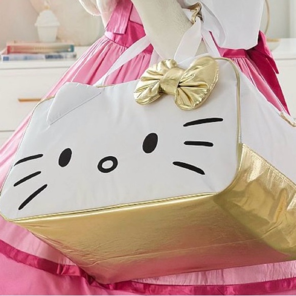 Hello Kitty Duffel - Jet Set White and Gold Bag by Pottery Barn, New